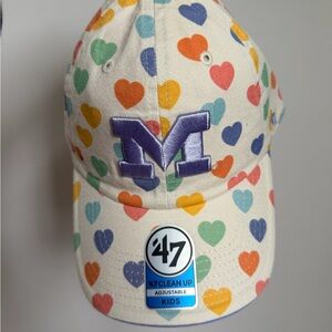 47 Brand Kids  Delight Cap with Heart Pattern and Purple Brim